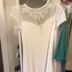 white mesh shift dress